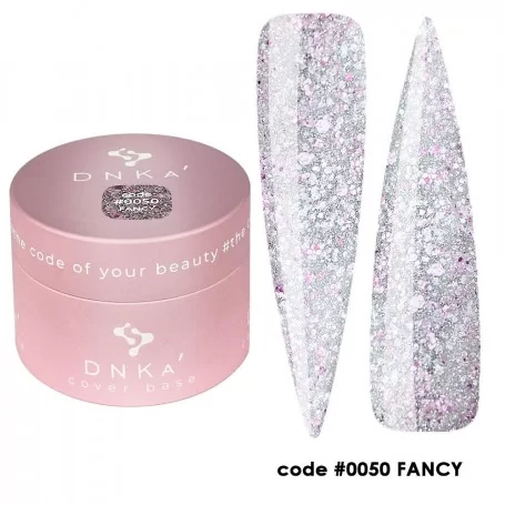 0050 DNKa Cover Base 30 ml (прозрачный с розовой поталью, светоотражающий)