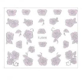 3D POWDER PINK STICKERS WITH SILVER RIBBON