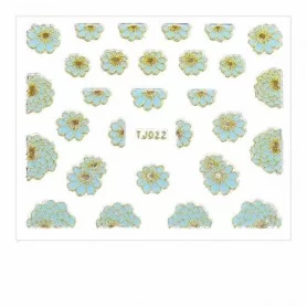 3D STICKERS TJ022 MINT WITH GOLD RIBBON