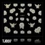 3D STICKERS TJ037 WHITE WITH GOLD RIBBON