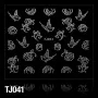 3D STICKERS TJ041 BLACK WITH SILVER RIBBON