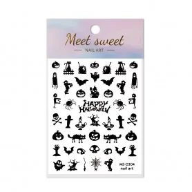 Thin self-adhesive Halloween stickers MS-C304 black